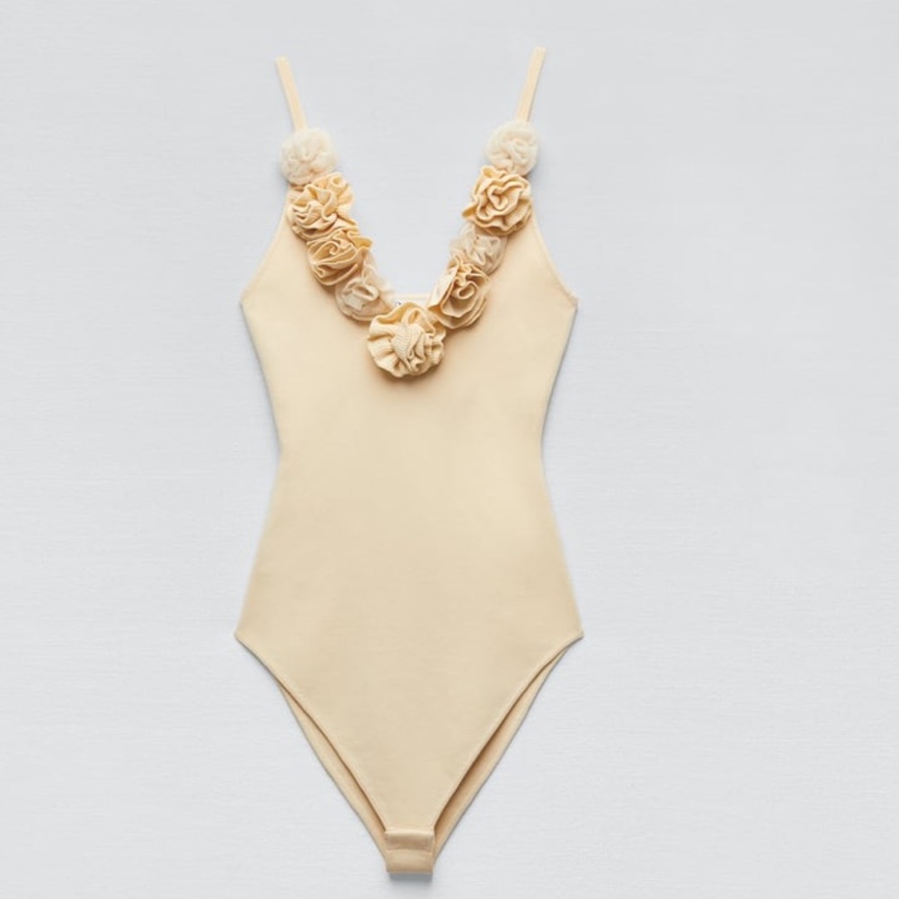 Zara Floral Rosette Bodysuit